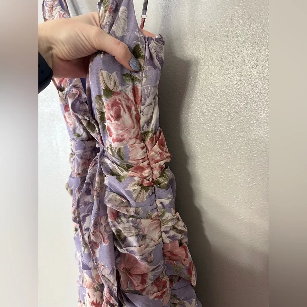 Free People ASTR The Label Kiana Floral Ruched Midi Dress Size XS - Picture 10 of 12